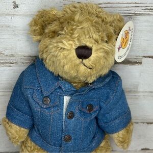 Hard Rock Cafe Collectible Bear Washington D.C. Denim Jacket Stuffed Plush w/Tag